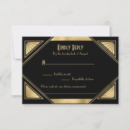 Placa RSVP de Excelente chic Elegante Gatsby Art D