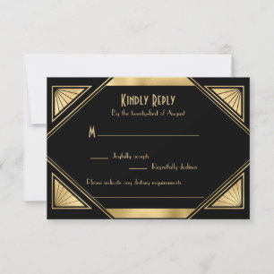 Placa RSVP de Excelente chic Elegante Gatsby Art D