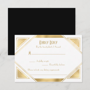 Placa RSVP de Excelente chic Elegante Gatsby Art D