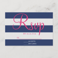 Placa RSVP de faixa rosa e azul marinho