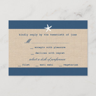 Placa RSVP de faixas do oceano Vintage