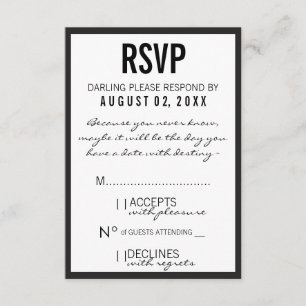 Placa RSVP de Fascada Preta e Branca