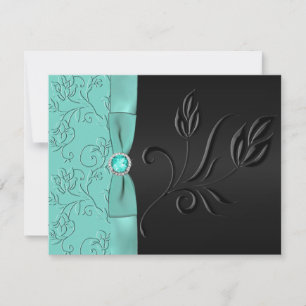 Placa RSVP de FAUX Preta e Aqua