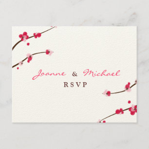 Placa RSVP de Felicidade Dupla de Cherry Blossom