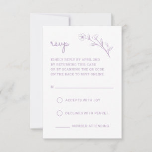 Placa RSVP de flor selvagem com código QR em Lilac