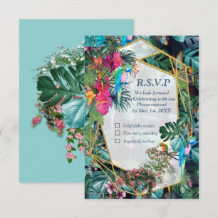 Placa RSVP de Flora Tropical Paraíso e Aves
