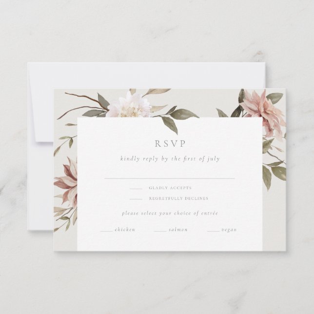 Placa RSVP de Florais Selvagens com Escolha de Ent (Frente)