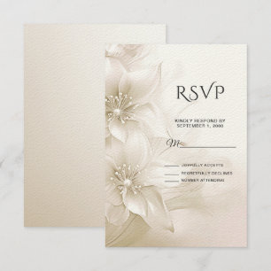 Placa RSVP de Flores Brancas Elegantes de Marfim