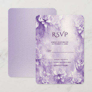 Placa RSVP de Flores Brancas Roxas