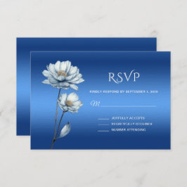 Placa RSVP de Flores de Água Azul