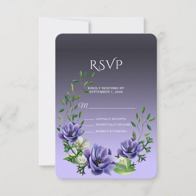 Placa RSVP de Flores Puras de Aquarela (Frente)