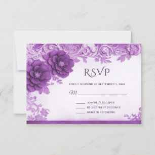 Placa RSVP de Flores Roxas