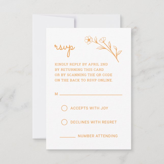 Placa RSVP de Flores Selvagens com Código QR em La (Frente)