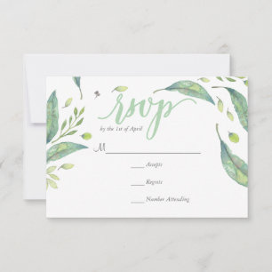 Placa RSVP de Folhagem WREATH Verde RUSTIC