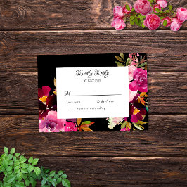 Placa RSVP de Frame Floral Cor-de-Rosa Burgundy Pr