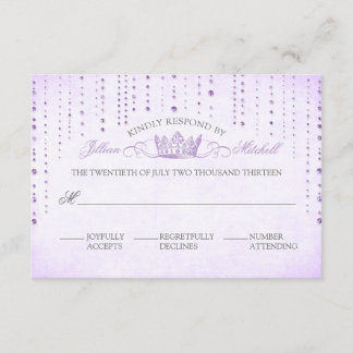Placa RSVP de Frente de lavanda e Fairytale Coroa