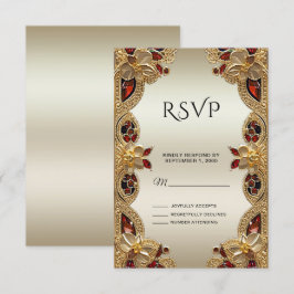 Placa RSVP de Gemstone Splendor Vermelho Flores de