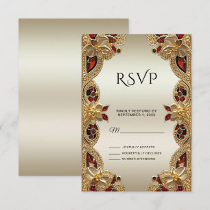 Placa RSVP de Gemstone Splendor Vermelho Flores de