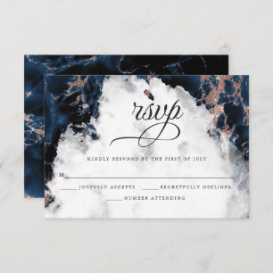 Placa RSVP de Geodo de Aquarela Dourada Rosa Azul