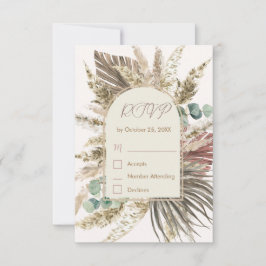 Placa RSVP de Grass Pampas Sage | Rustic Boho Wedd