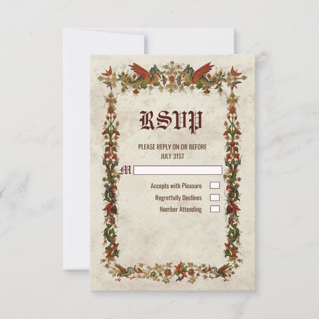 Placa RSVP de Idade Média da Renascença Medieval (Frente)