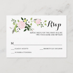 Placa RSVP de Jardim Floral - branca