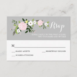 Placa RSVP de Jardim Floral - cinza