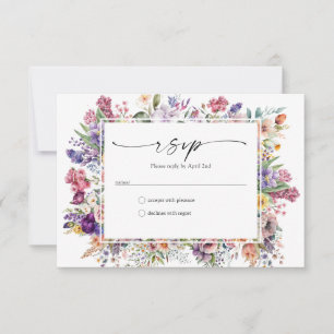 Placa RSVP de Jardim Floral Elegante
