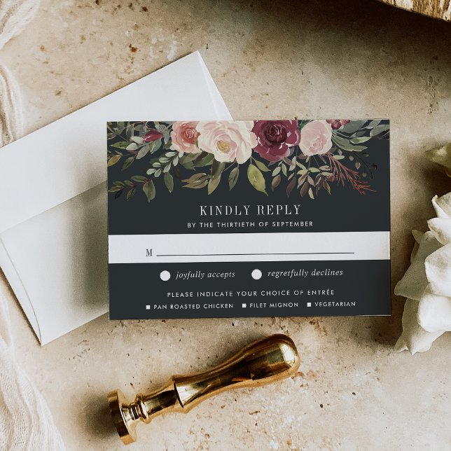 Placa RSVP de Jardim Luar com opção de refeição (Criador carregado)