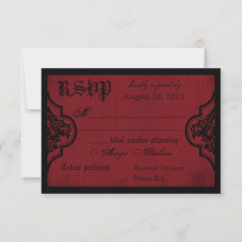 Placa RSVP de Lace Vermelho e Preto do gótico