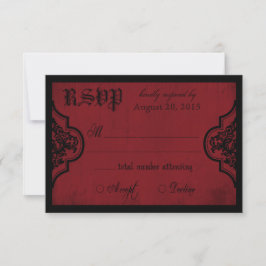Placa RSVP de Lace Vermelho e Preto do gótico
