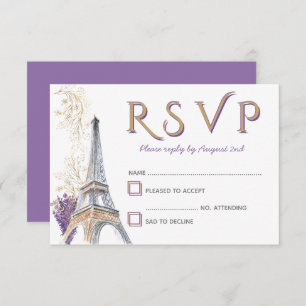 Placa RSVP de Lavanda Francesa da Torre Eiffel Par