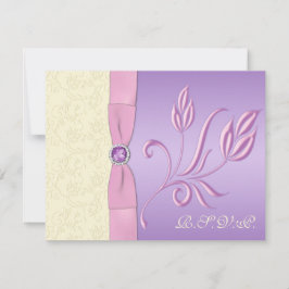 Placa RSVP de lavanda, rosa e marfim