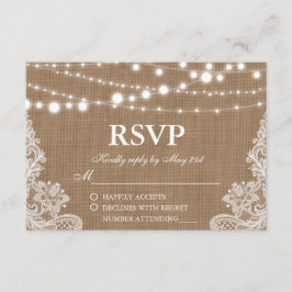Placa RSVP de Luzes de Corda de Burlap Rustic