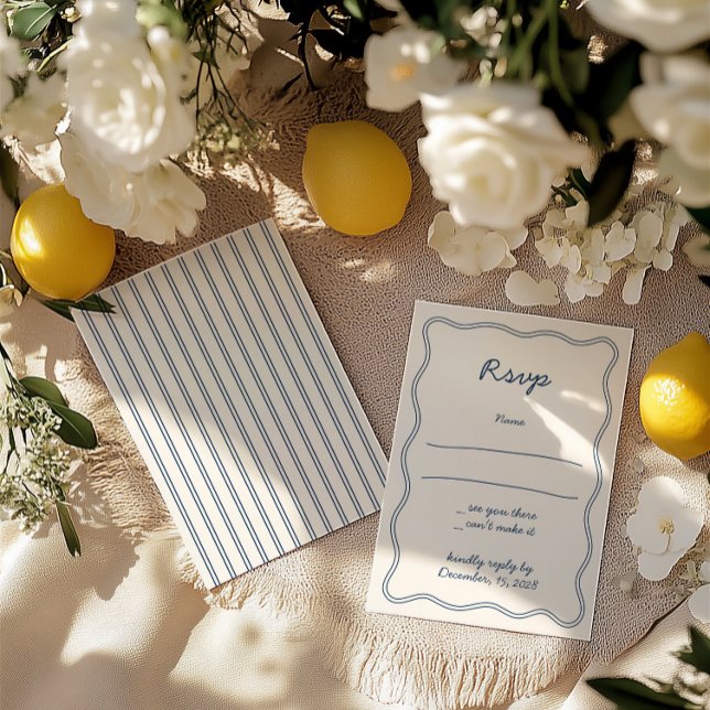 Placa RSVP de Manuscrito Azul com Desenhar de Mão (Hand Draw Vintage Blue Handwritting RSVP Card)