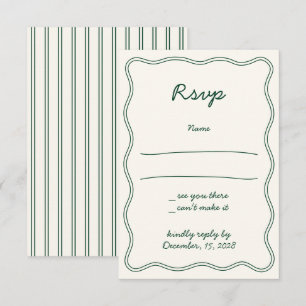 Placa RSVP de manuscrito verde de manuscrito com D
