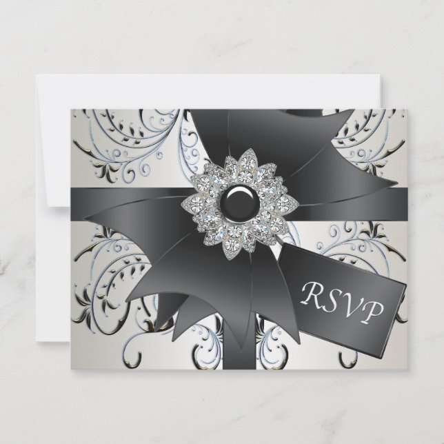 Placa RSVP de marfim azul-preto (Frente)