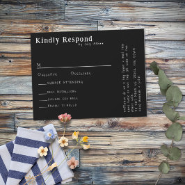 Placa RSVP de Menu B&W de Tipografia Manuscrita Ca