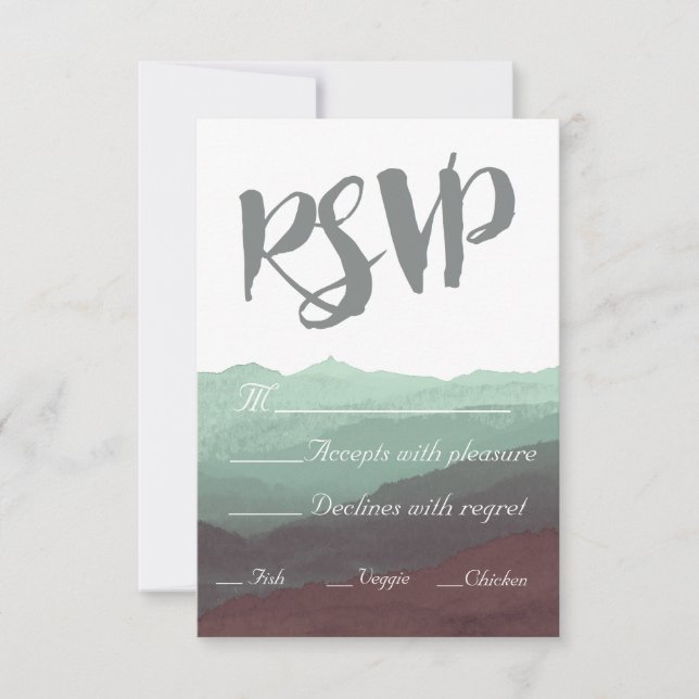 Placa RSVP de Montanha Moderna de Watercolor (Frente)