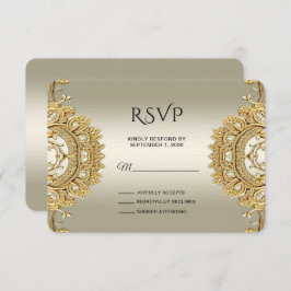 Placa RSVP de Ornamentado Dourado
