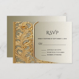 Placa RSVP de Ornamentado Dourado moderno