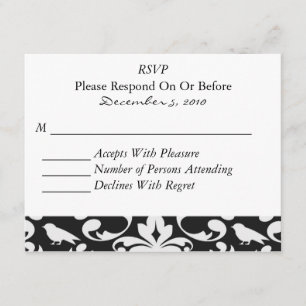 Placa RSVP de Paisley Preto