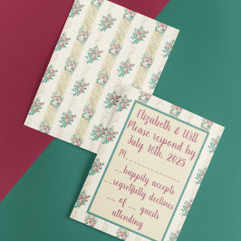 Placa RSVP de Papel de Carteira Floral 1940