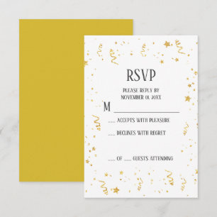 Placa RSVP de Parte de Recepção Dourada