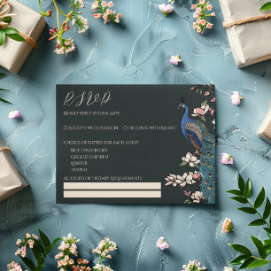 Placa RSVP de Pavão Preto Moderno