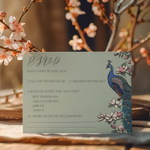 Placa RSVP de Peacock Verde de Sage Simples