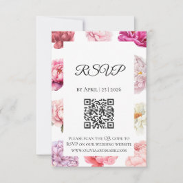 Placa RSVP de Peony Watercolor | Floral rosa Doura
