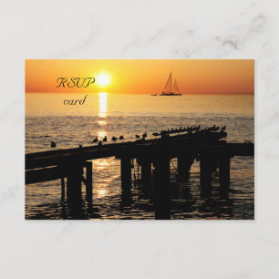 placa RSVP de pôr do sol do oceano
