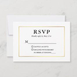 Placa RSVP de Quadro Dourado Preto Elegante Modern