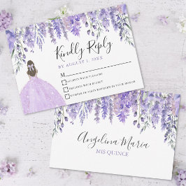 Placa RSVP de Quinceanera Purple Lavanda Floral